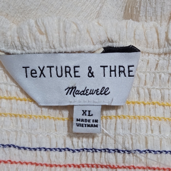 Madewell Textured & Thread Womens Rainbow Smocked Peplum Tank Top Size XL - Picture 8 of 11